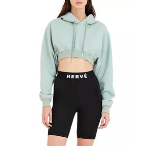 Hervé by Hervé Léger Crop Hoodie Green Size S